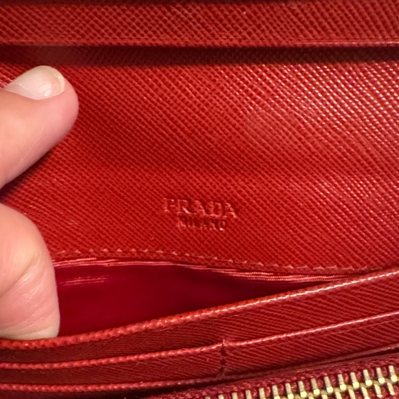 Authentic Prada Red Saffiano Leather Chain Wallet with chain box - Picture 5 of 9